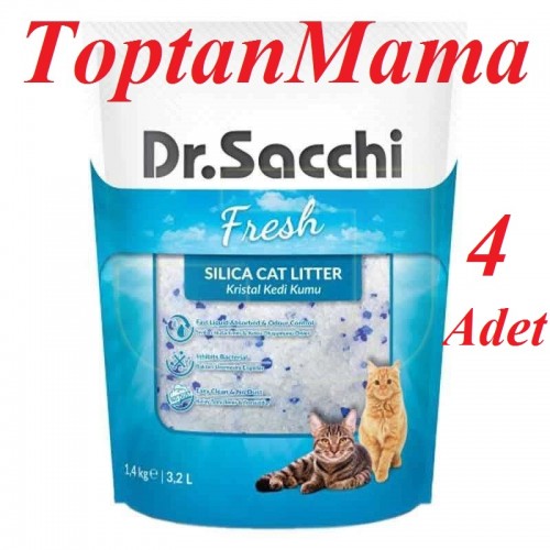 *Dr.SACCHI Fresh Kristal Kedi Kumu Silica Extra Emici 4�lü Avantaj Paketi